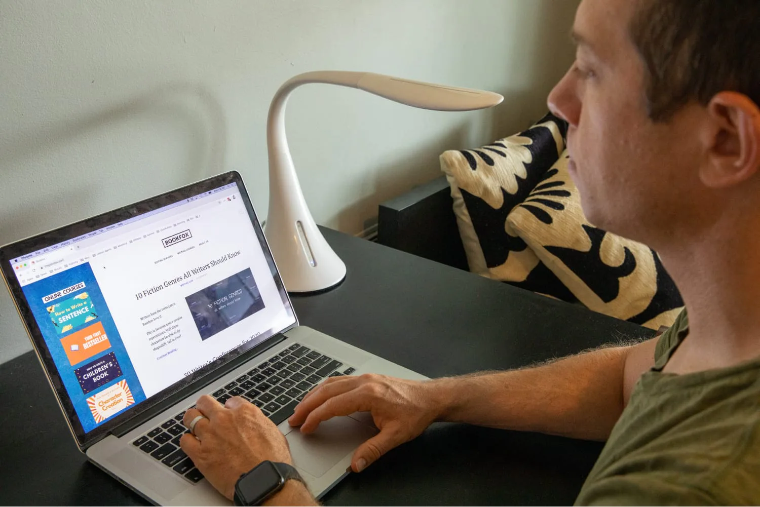 John Fox working on his blog