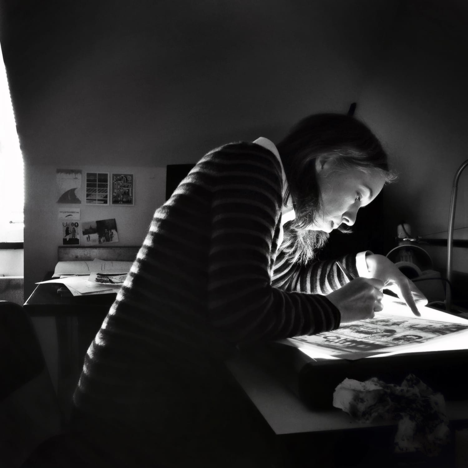 Creator working light table Jessica Abel