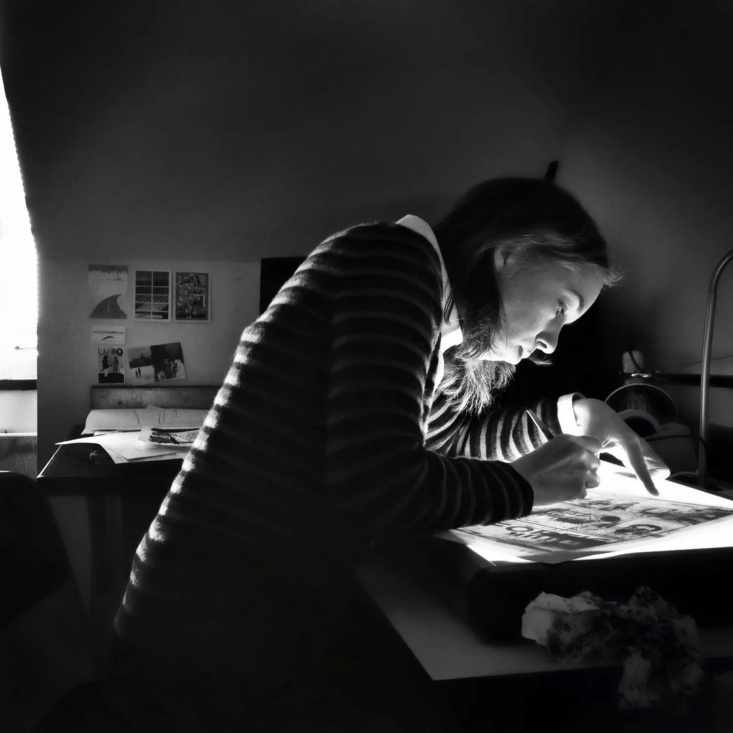 Creator working light table Jessica Abel