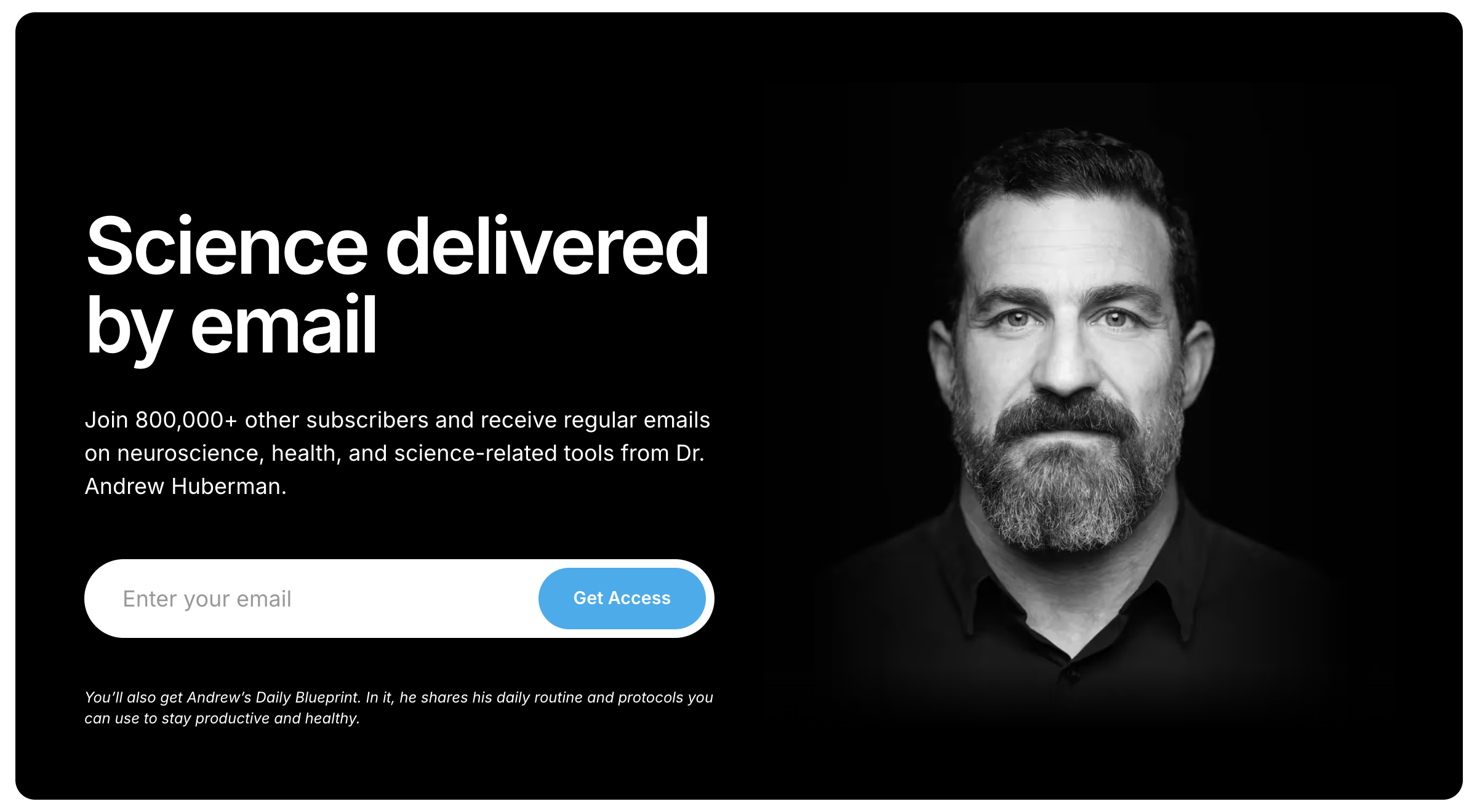 Andrew Huberman using Kit forms to grow email list 