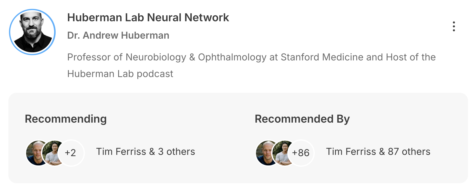 Andrew Huberman using Kit Recommendations to grow email list
