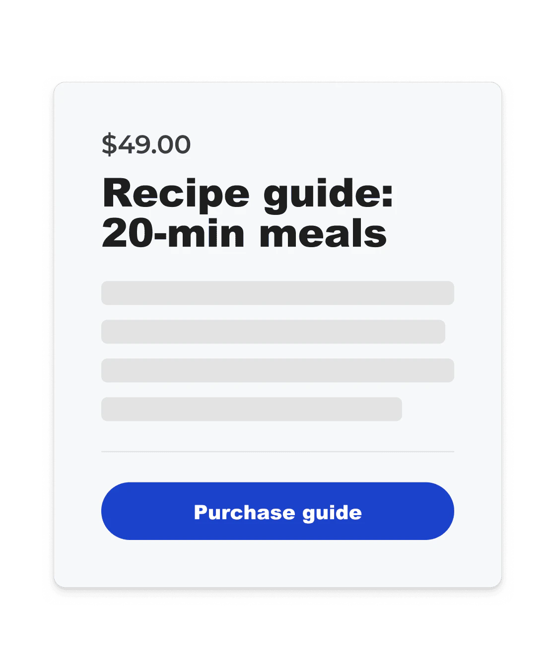 A Kit email showcasing a recipe guide product for sale with purchase options and product details.