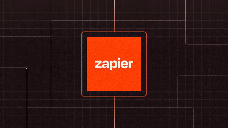 Zapier logo on a dark grid background