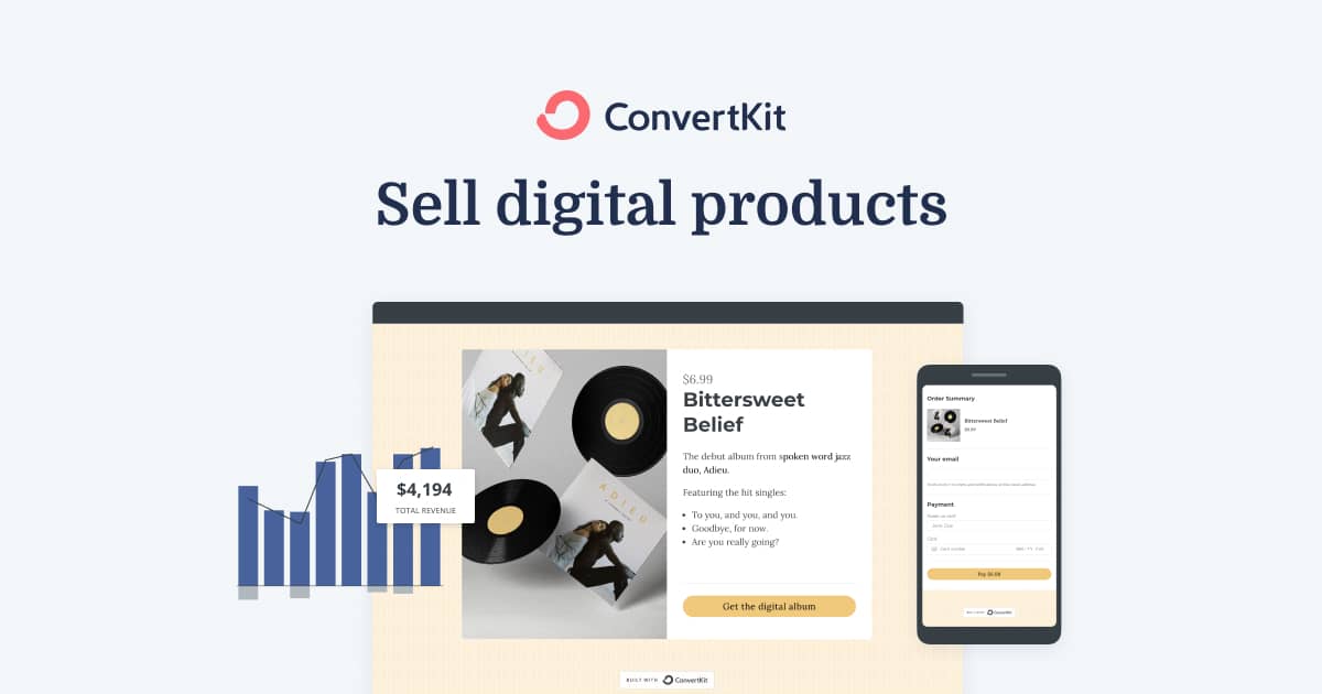Easily sell your digital products with ConvertKit Commerce