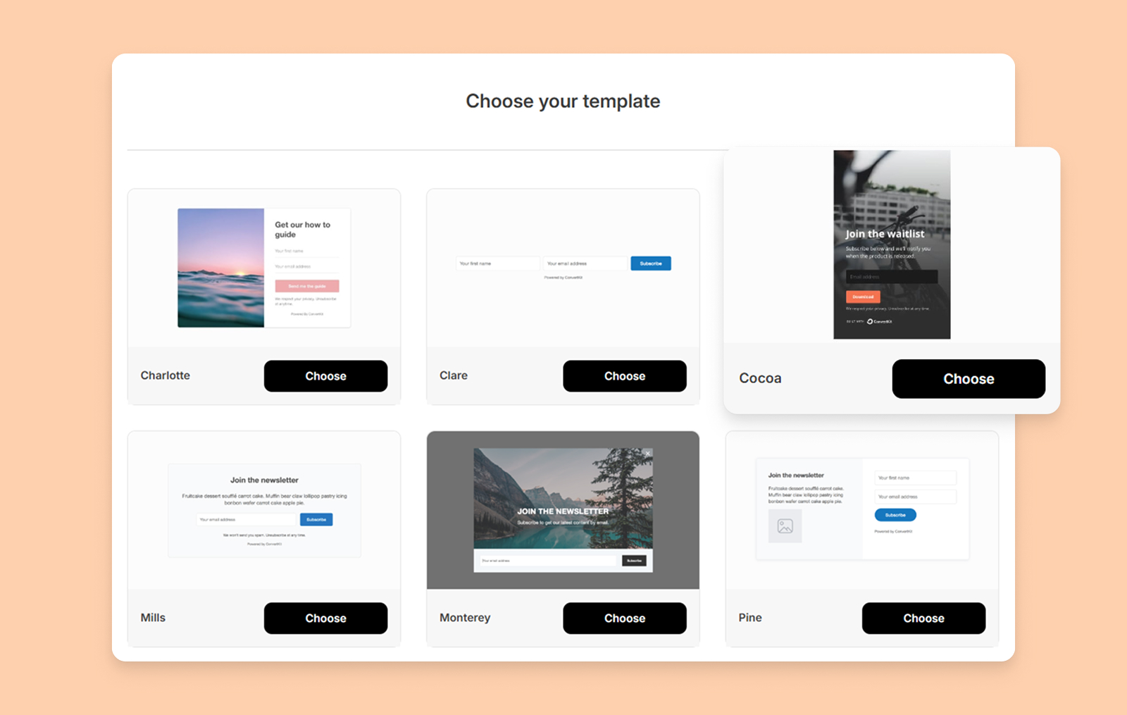 Template options in Kit