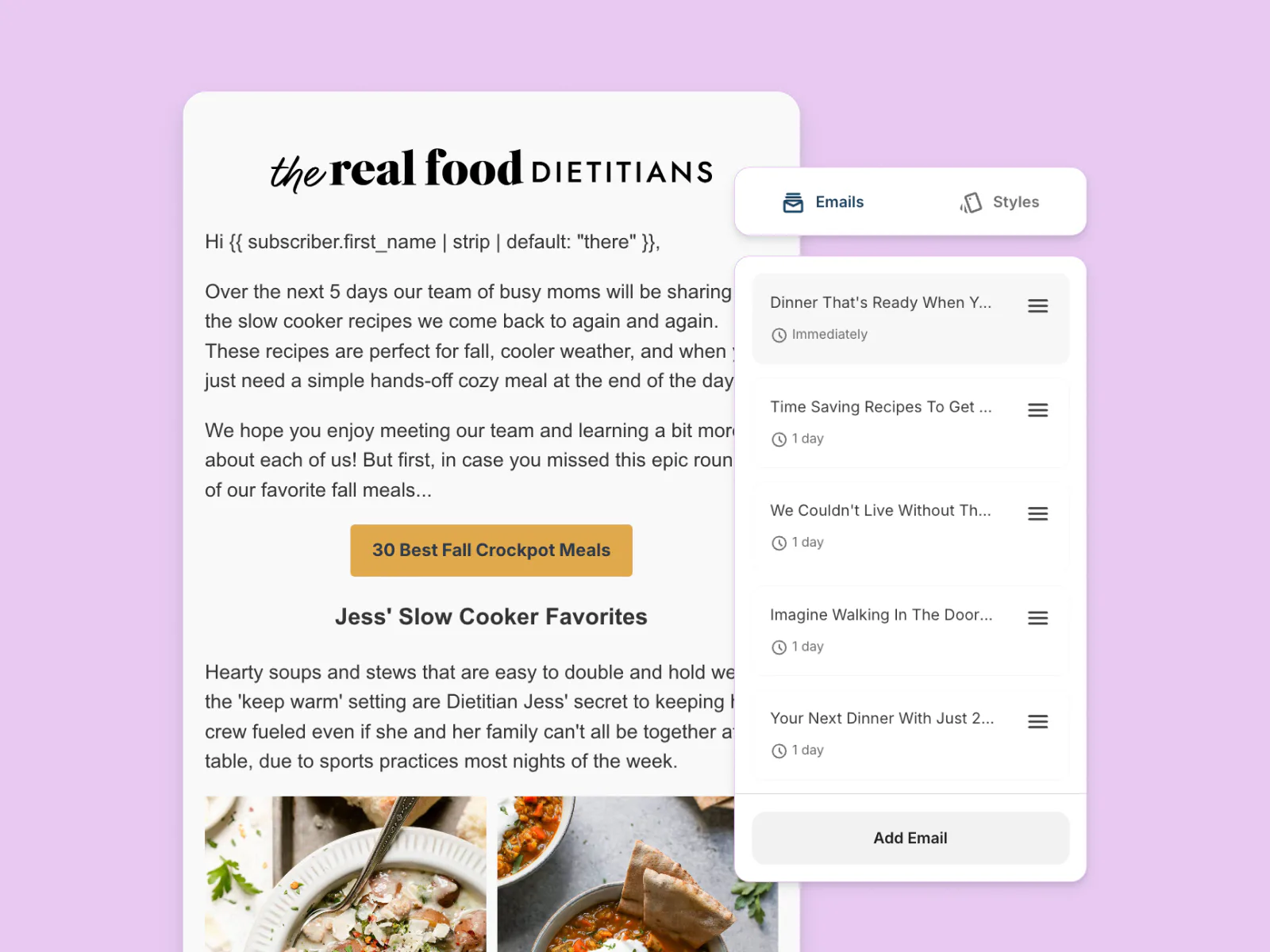 The Real Food Dietitians Kit email sequences