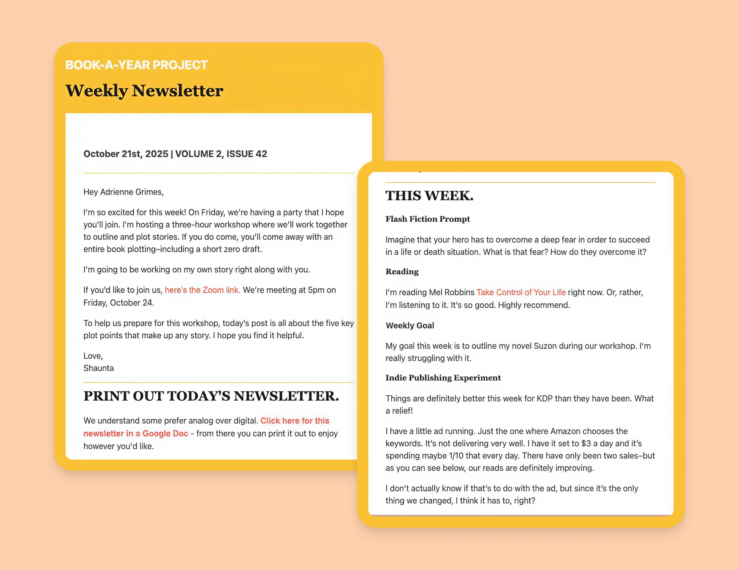 weekly newsletter Ninja Writers