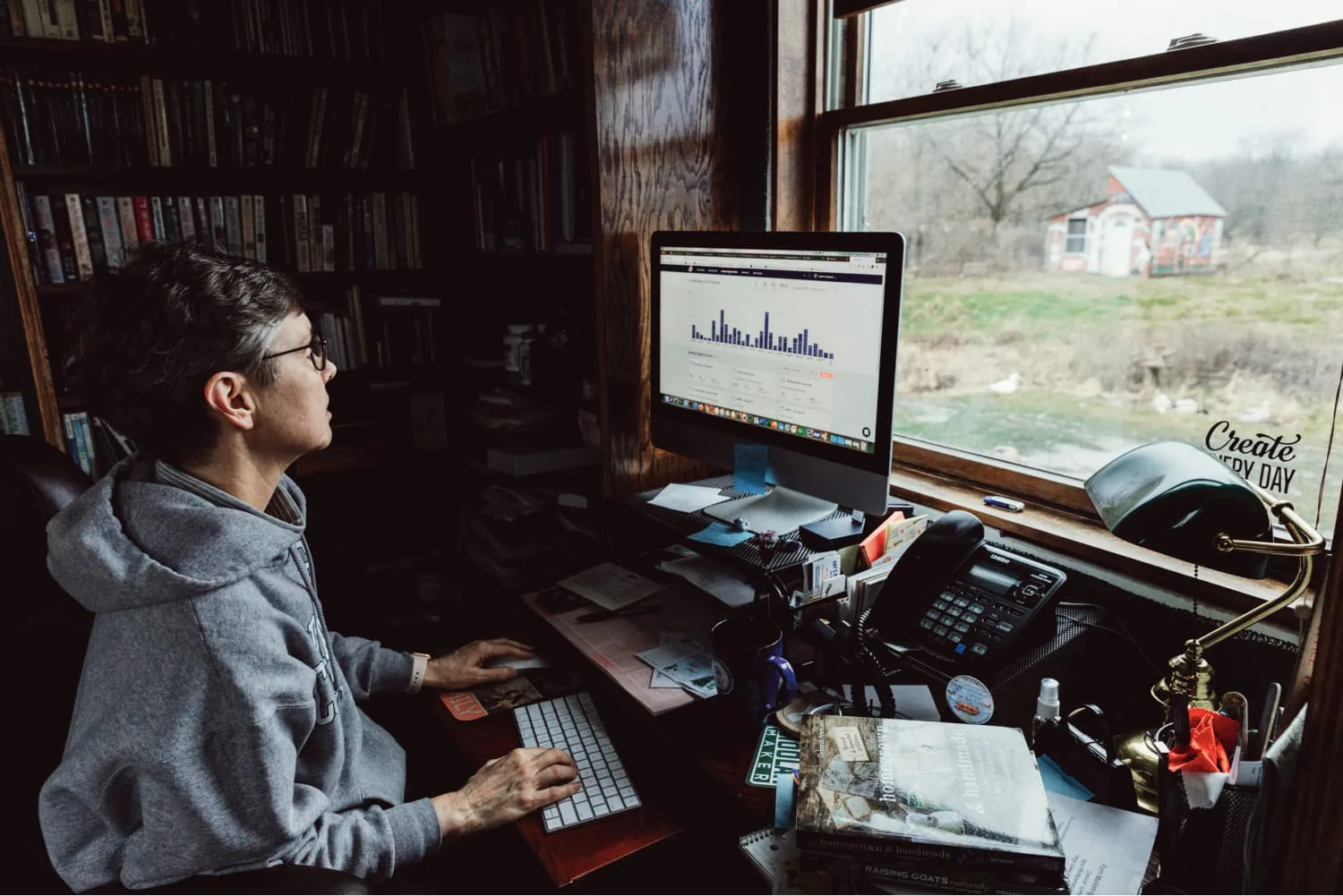Deborah on computer