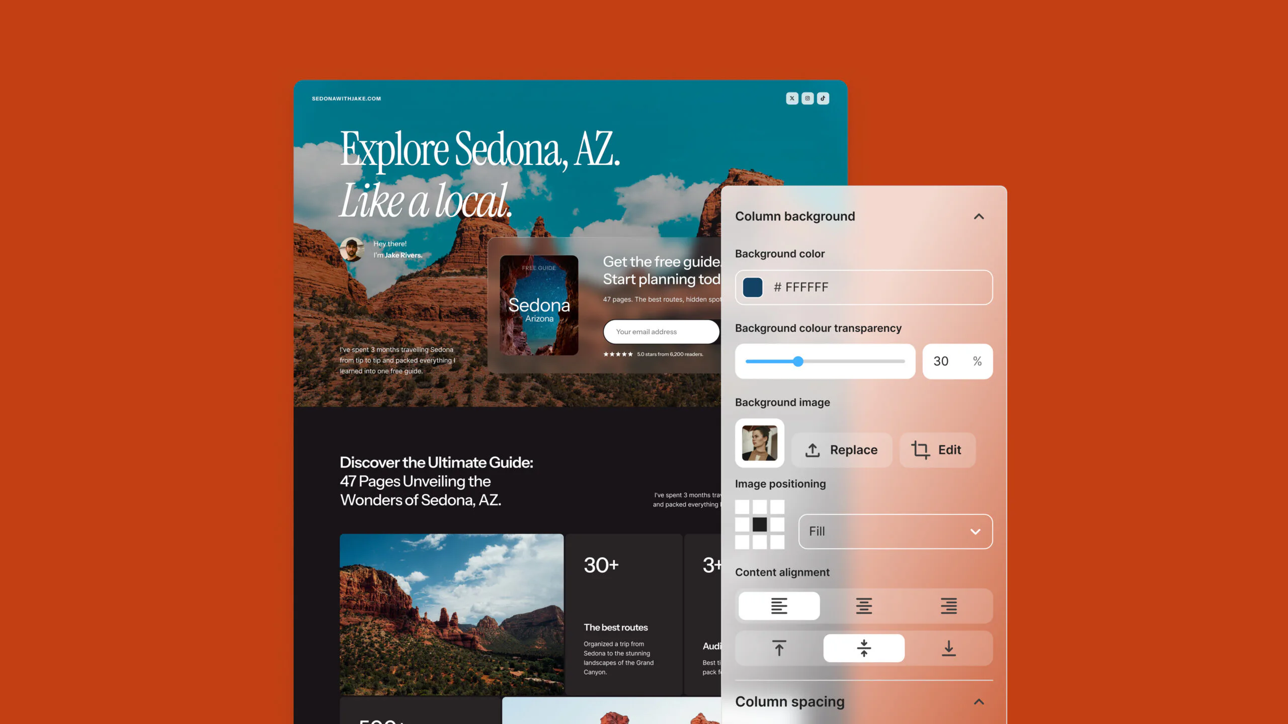 Landing page editor example