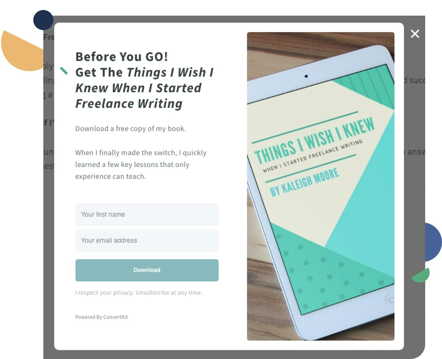 I created an opt-in form on my website that appears after readers scroll through an article.