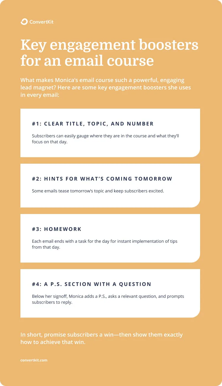 Key engagement boosters for an email course