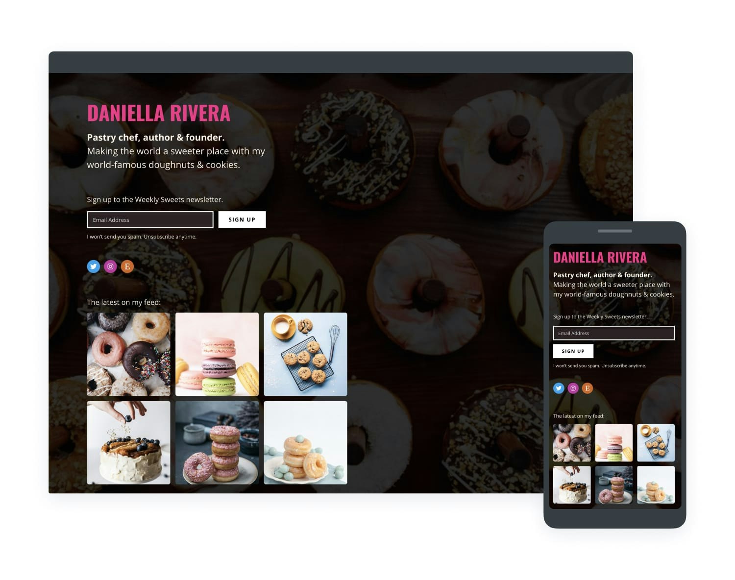 Example of an Instagram feed on a Kit landing page