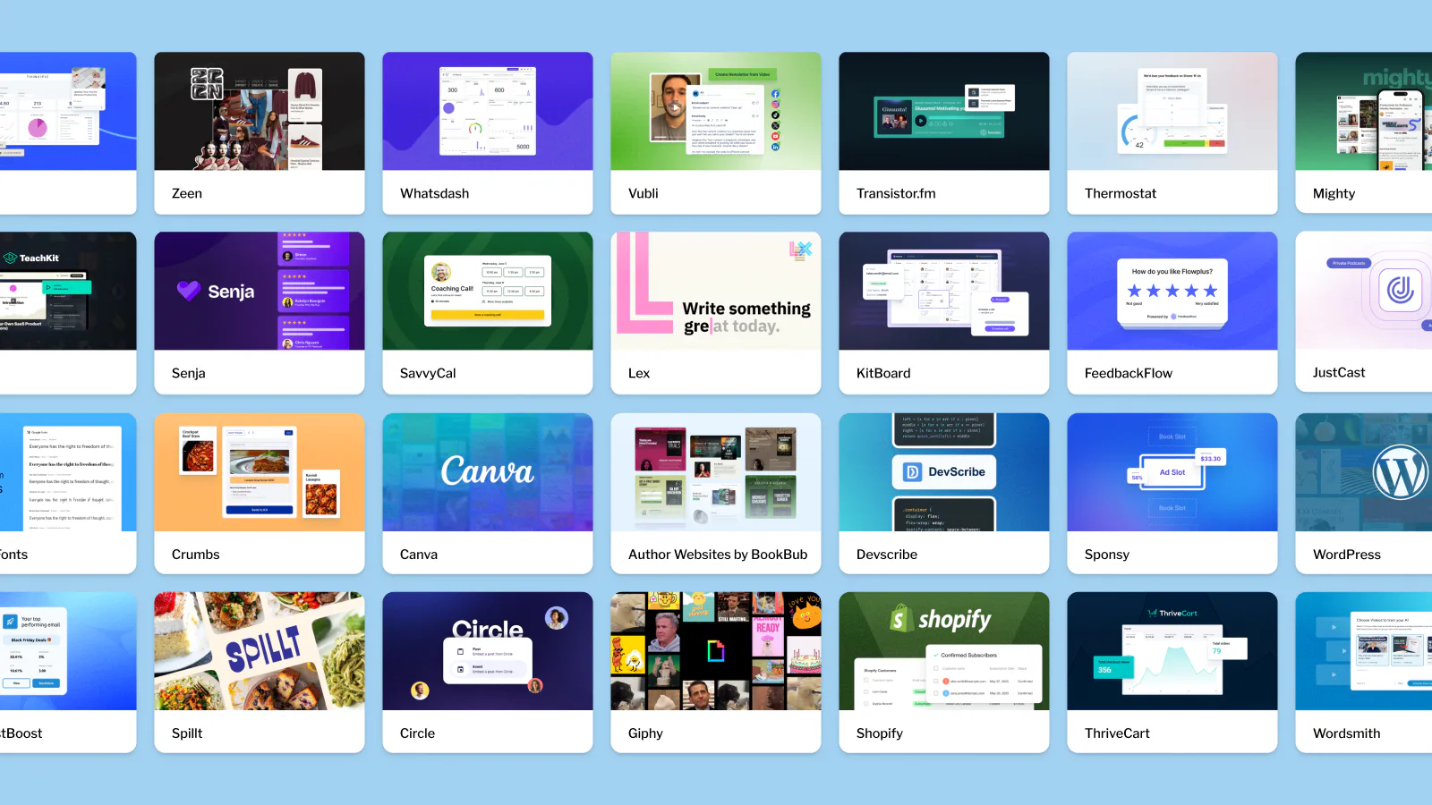 The Kit App Store is a robust ecosystem of 31 apps live in the store, from commerce to courses and everything in between.