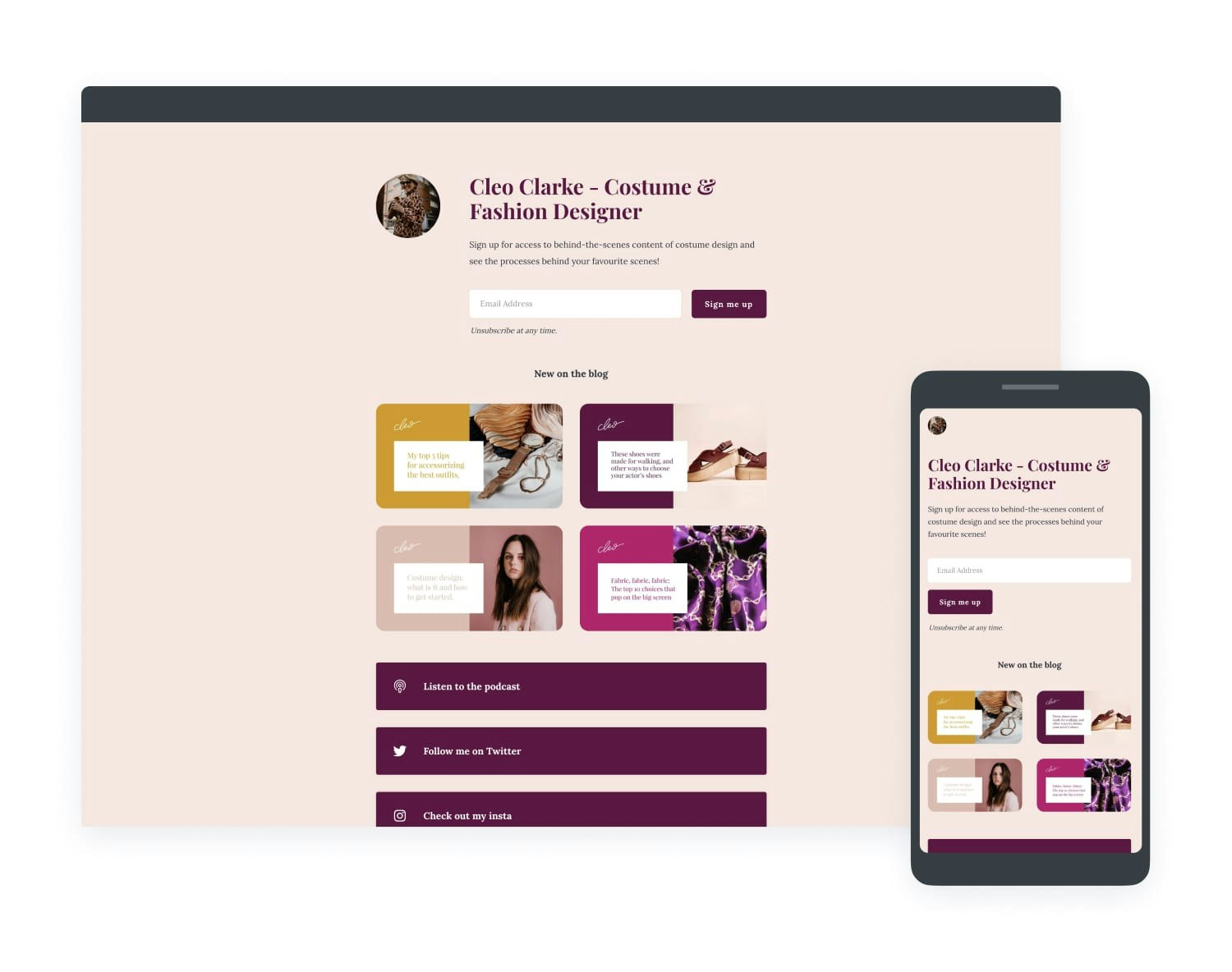 Example of a Gallery on a Kit landing page
