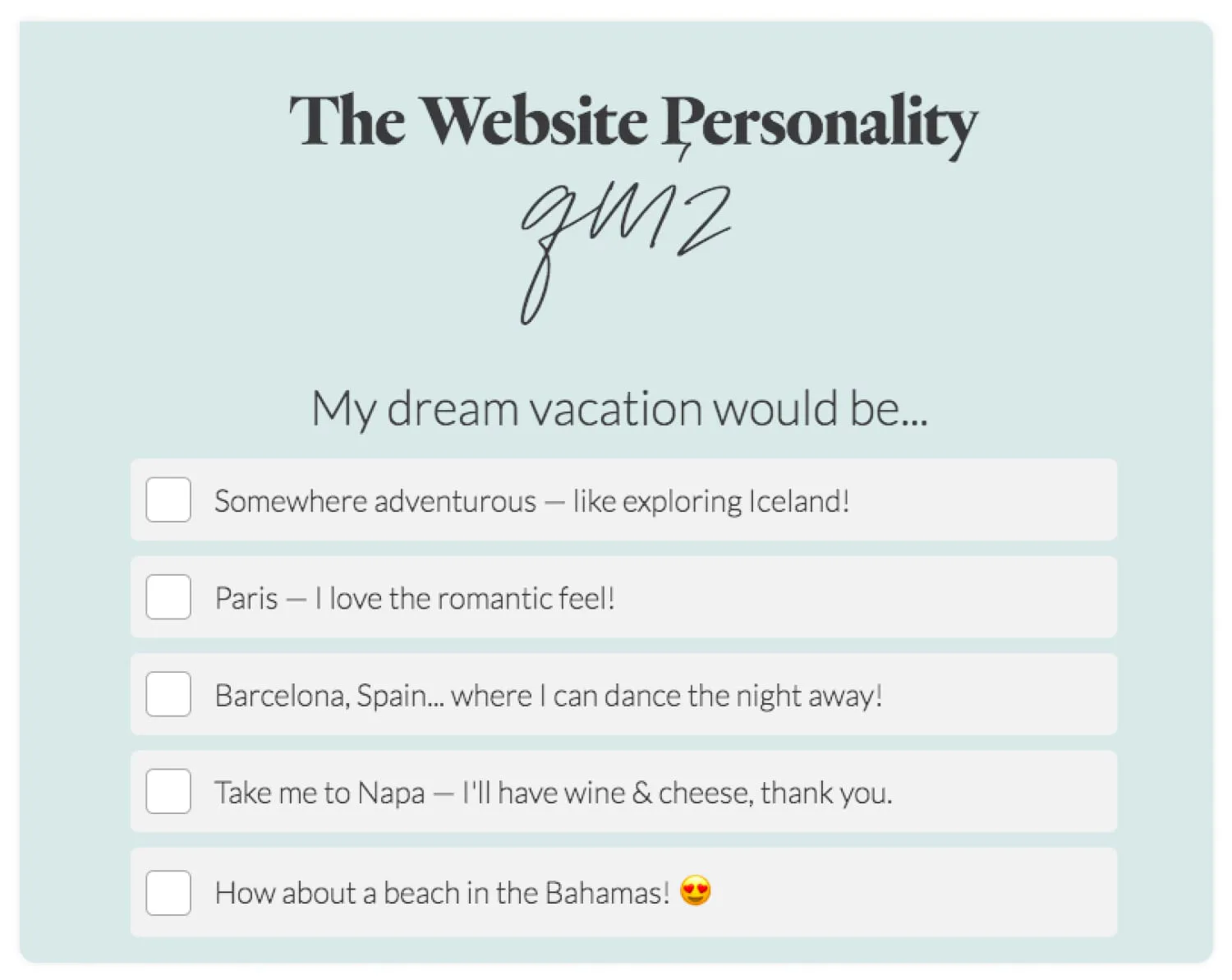 how to make a personality quiz