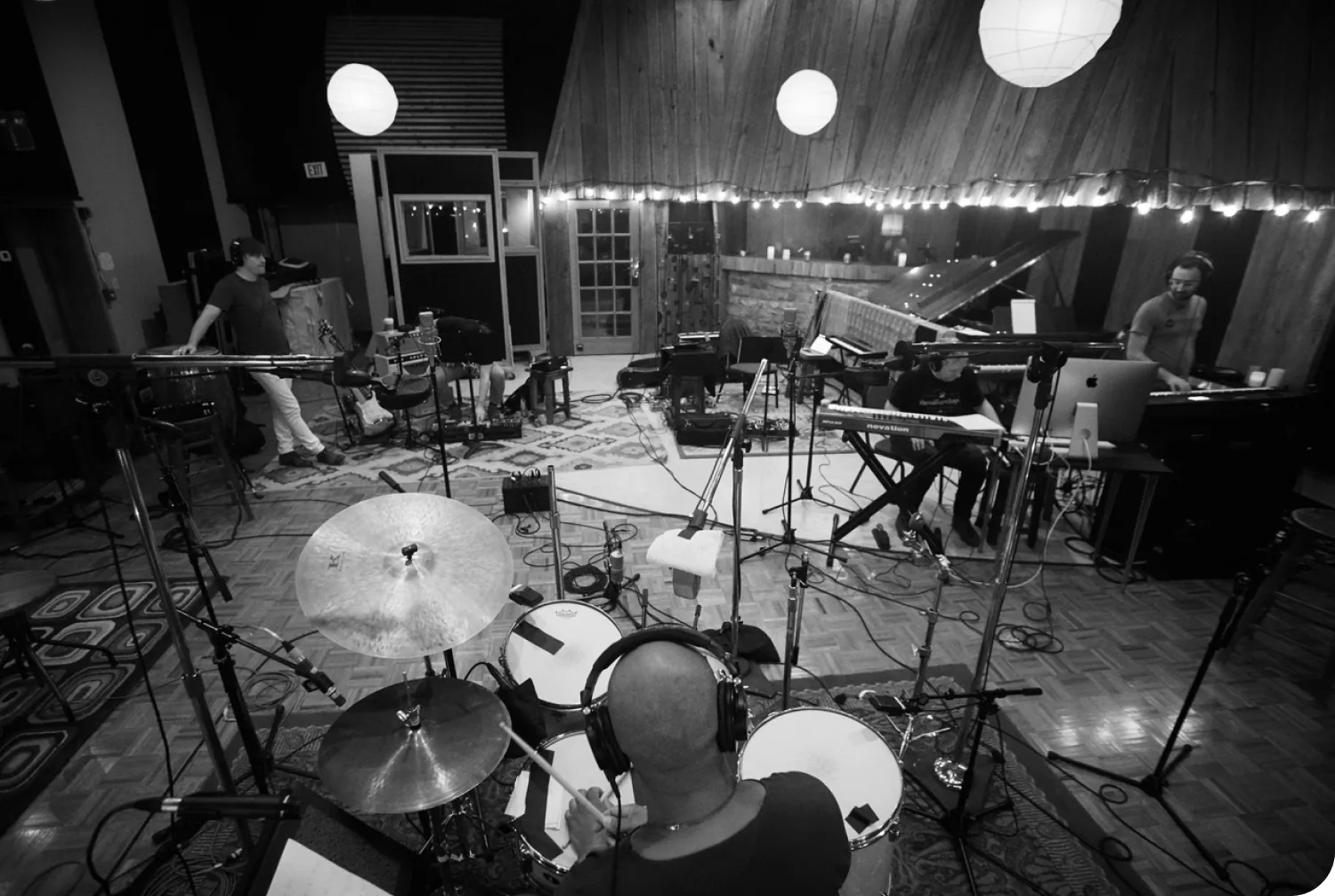 Recording in the studio.