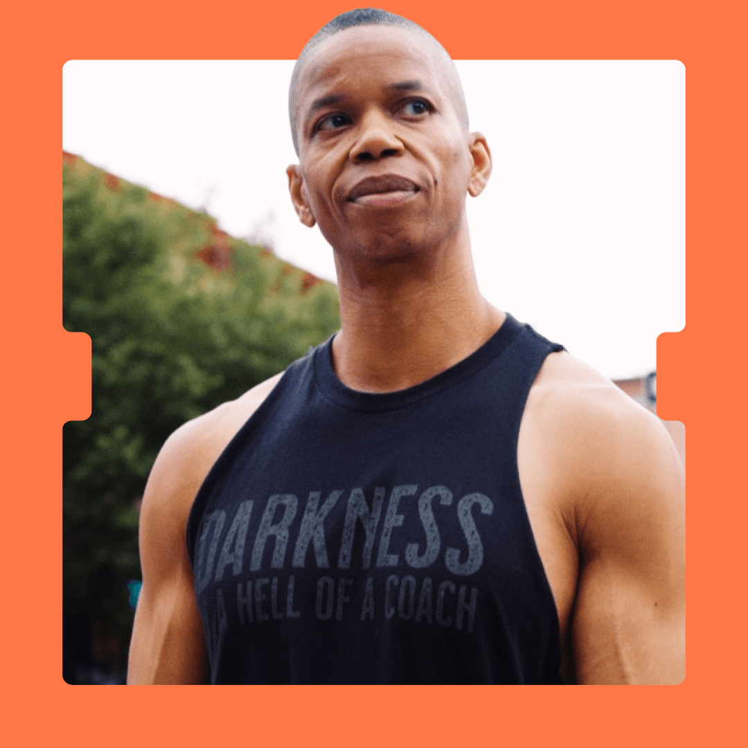 Terry Rice headshot on an orange background