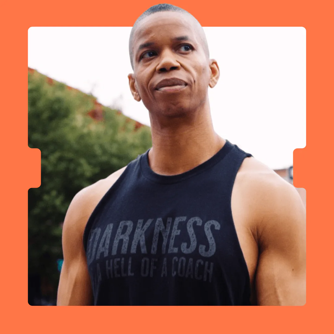 Terry Rice headshot on an orange background