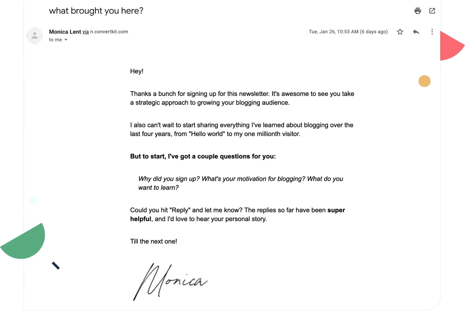 Welcome email