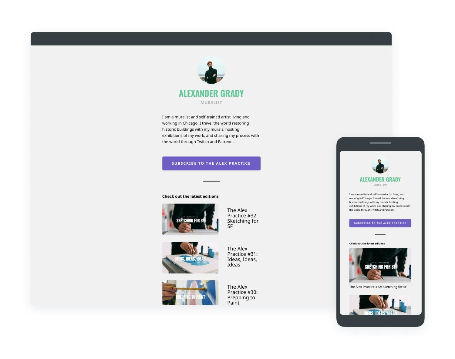 Example of a Kit Newsletter feed