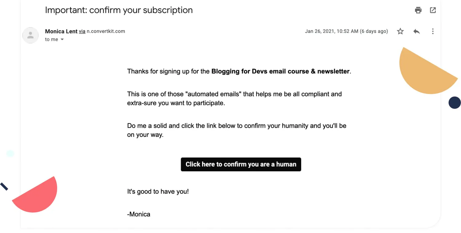 Double opt-in email example