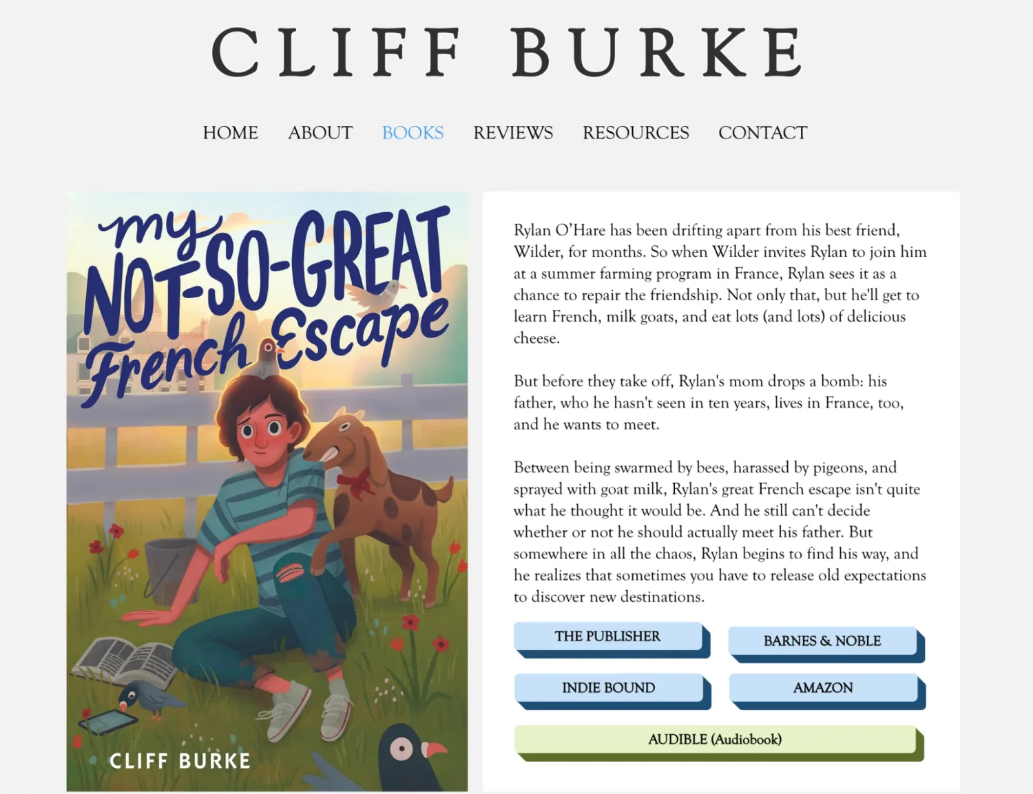 Book landing page design with multiple buy links by Cliff Burke