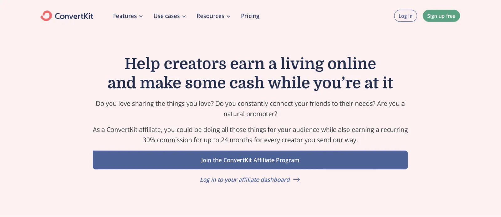 Kit offers one of the best affiliate programs to help creators earn a living online
