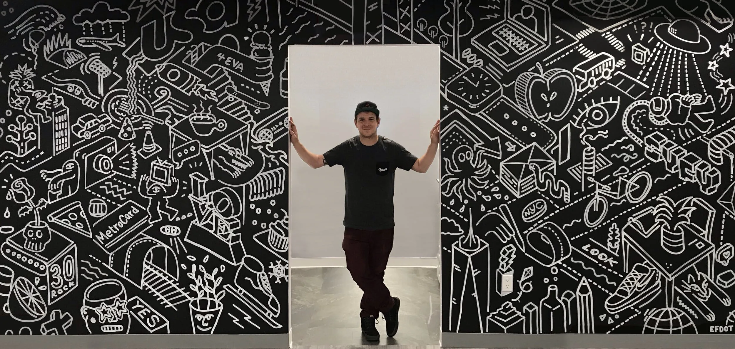 Eric black and white mural