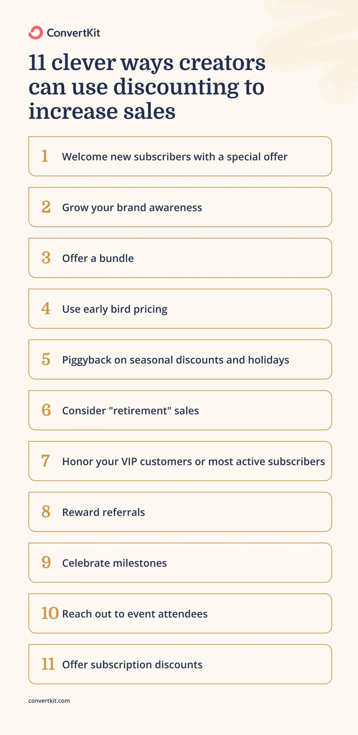 Simple discount strategies creators can use to get customers, increase sales, and retain customers.