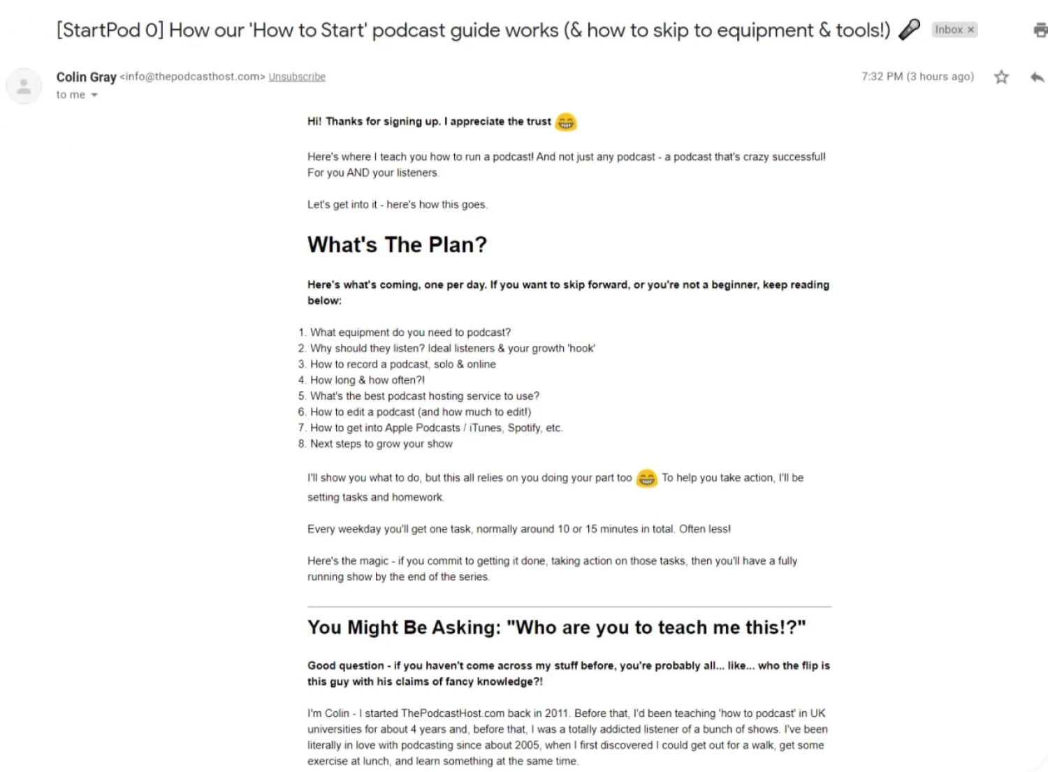 The Podcast Host’s first email