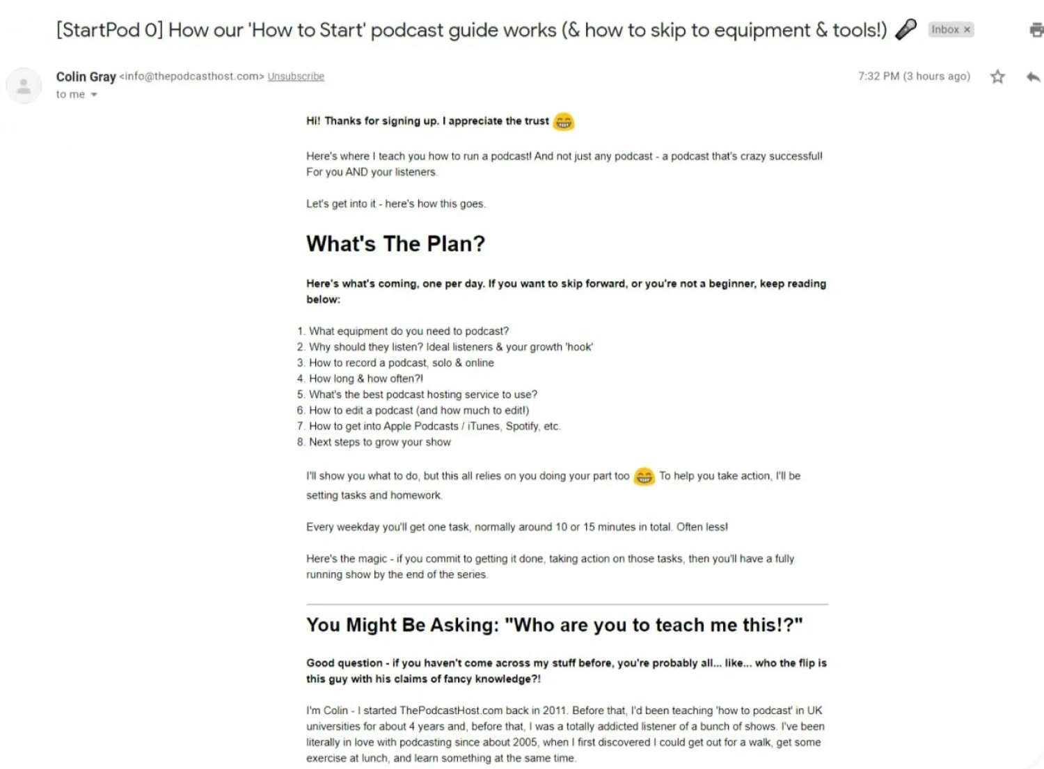 The Podcast Host’s first email