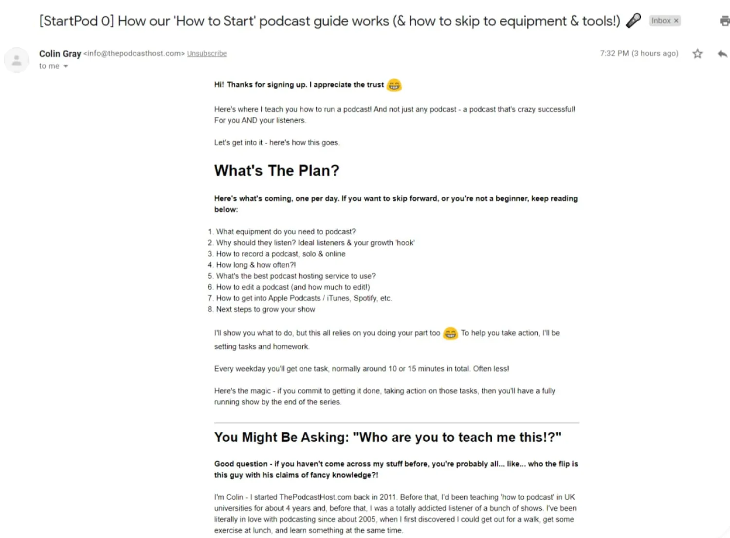 The Podcast Host’s first email