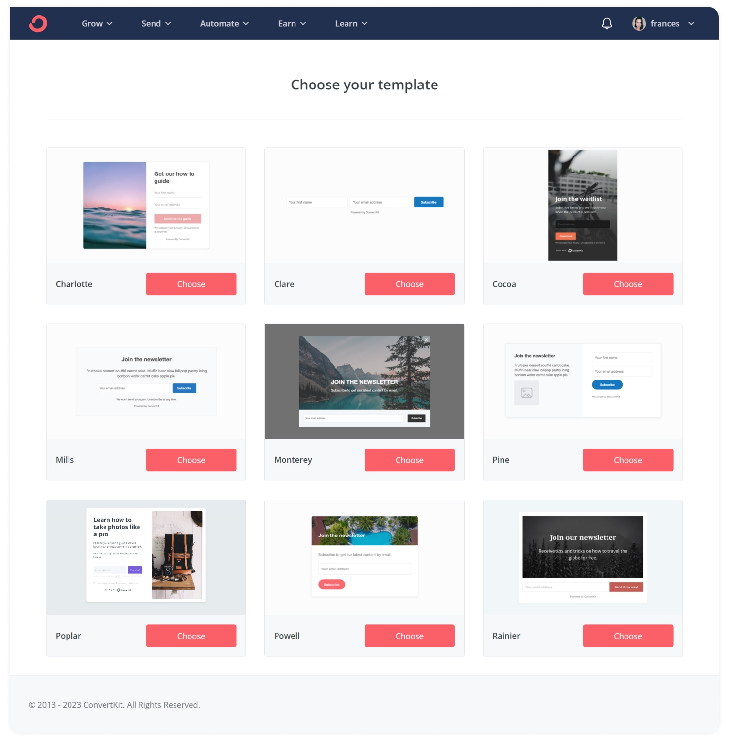 Choose one of Kit's beautiful email popup templates to get started in no time.