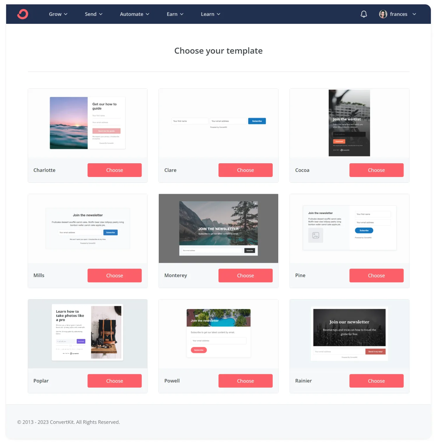 Choose one of Kit's beautiful email popup templates to get started in no time.