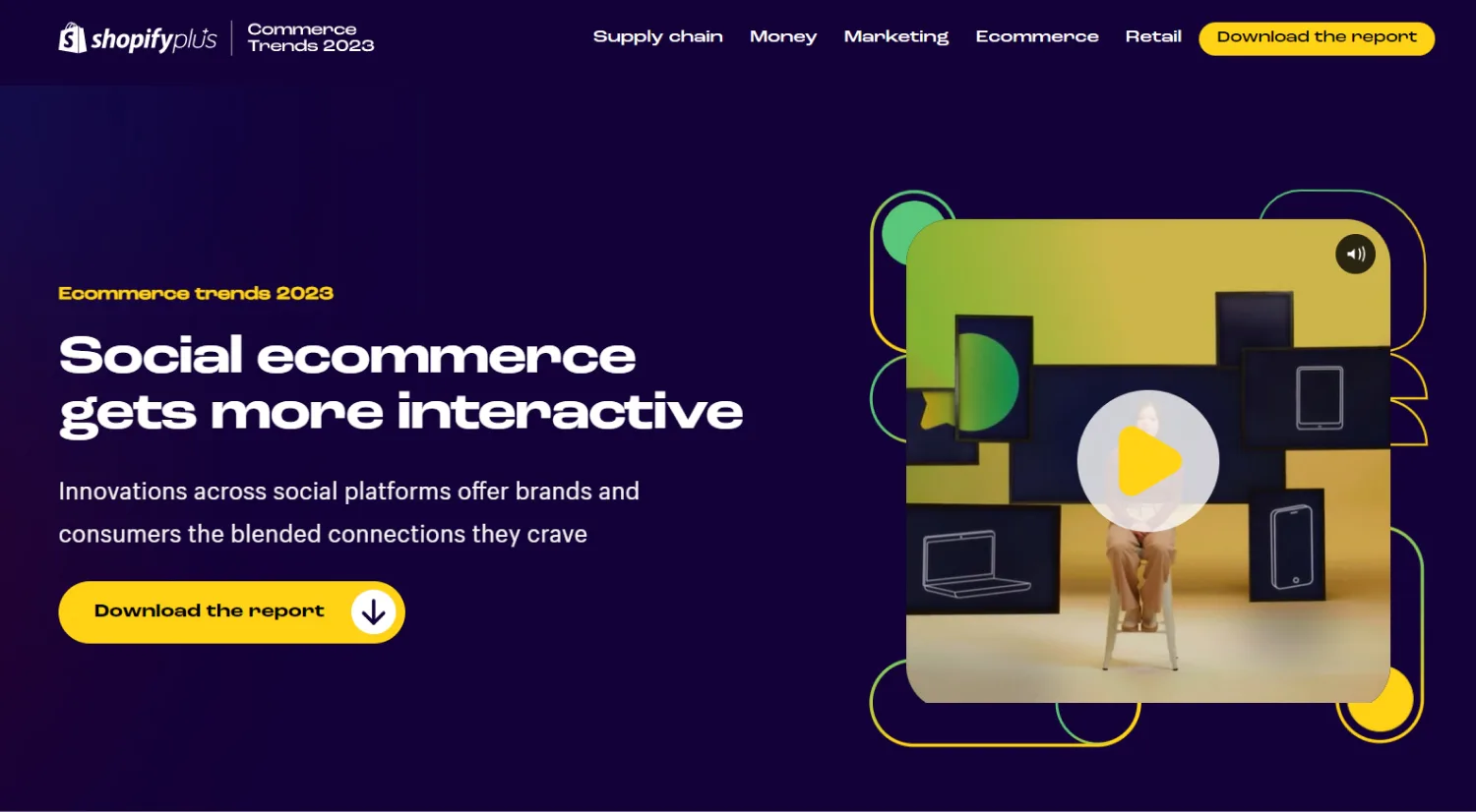 Landing page for Facebook ads with direct download link for report