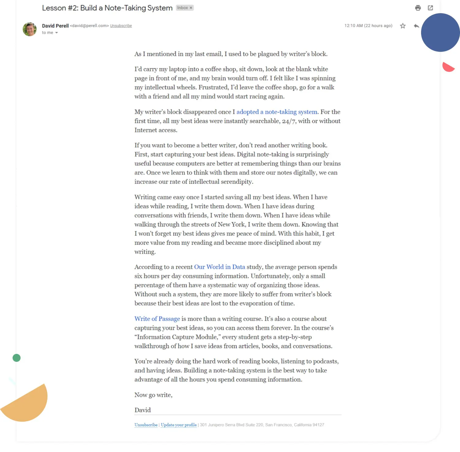 Writer David Perell shares his tactical advice on how to grow your email list well into the thousands.