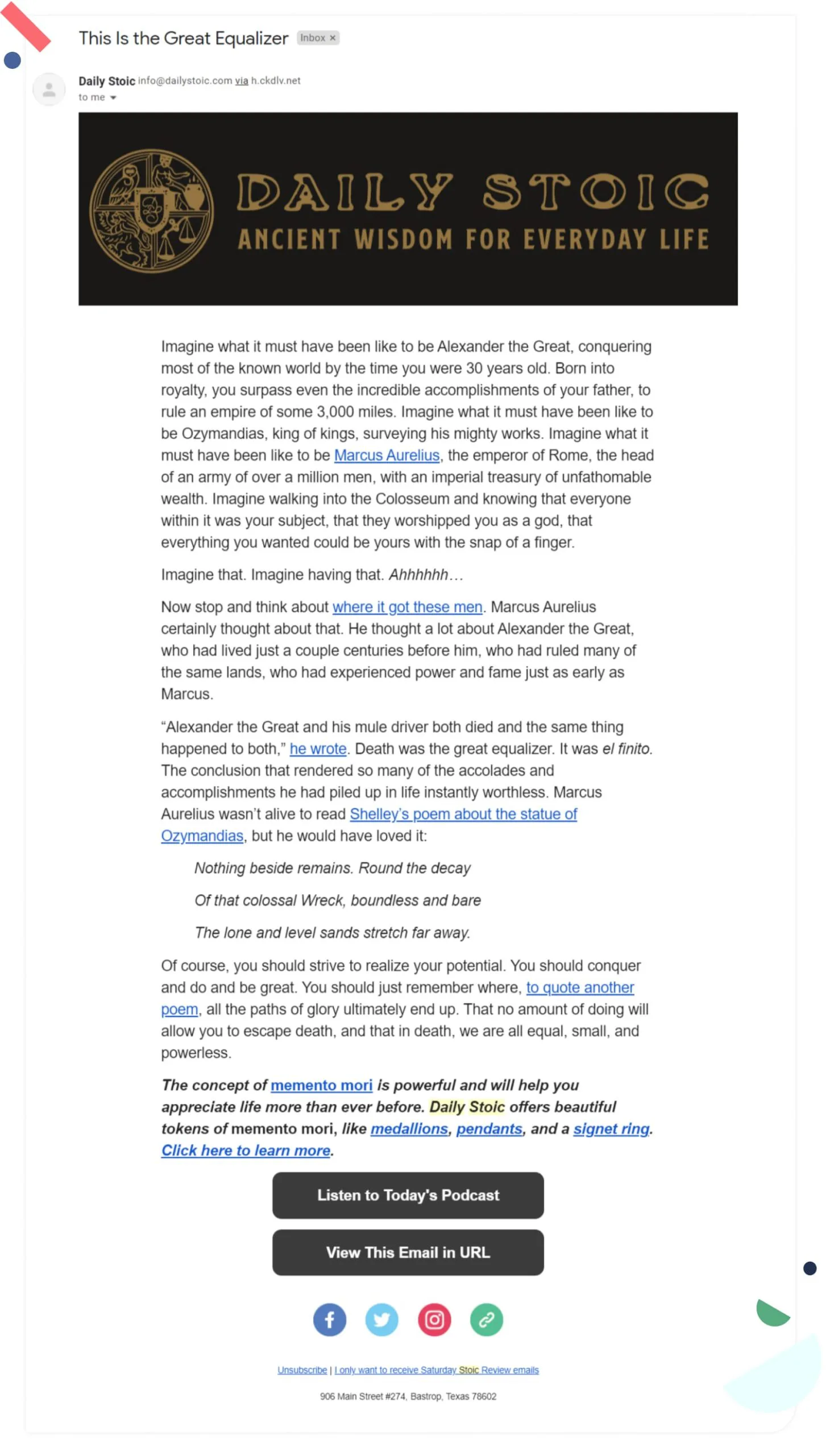 The Daily Stoic newsletter
