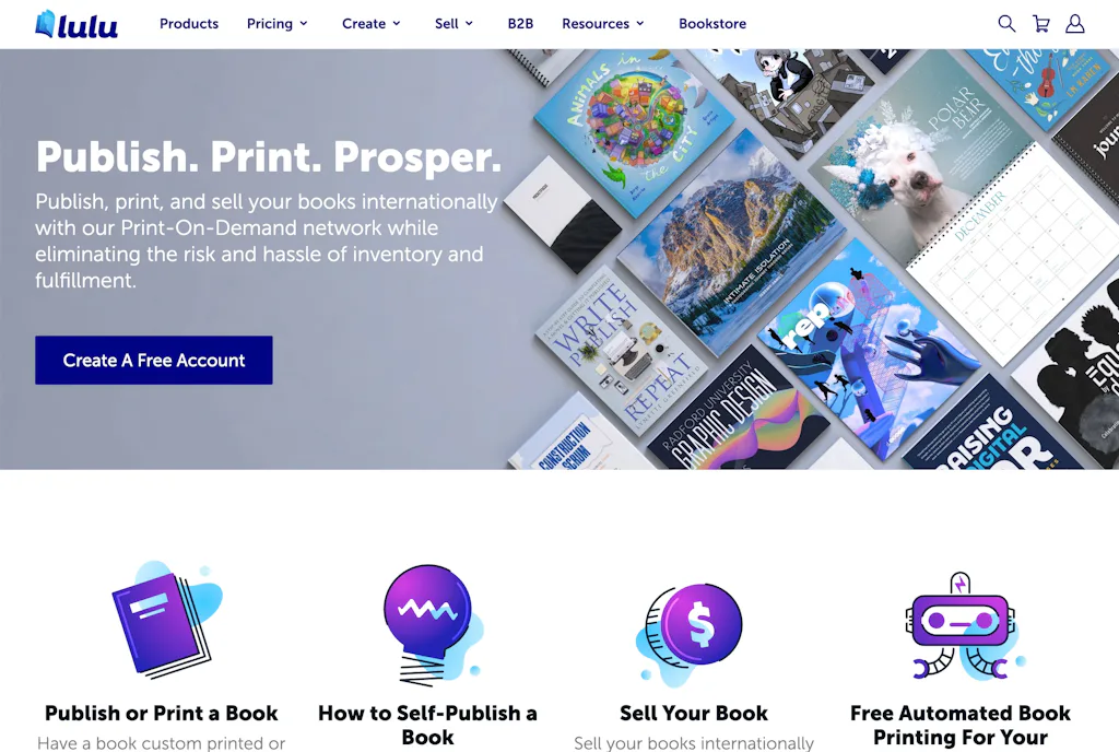 Lulu dot com homepage