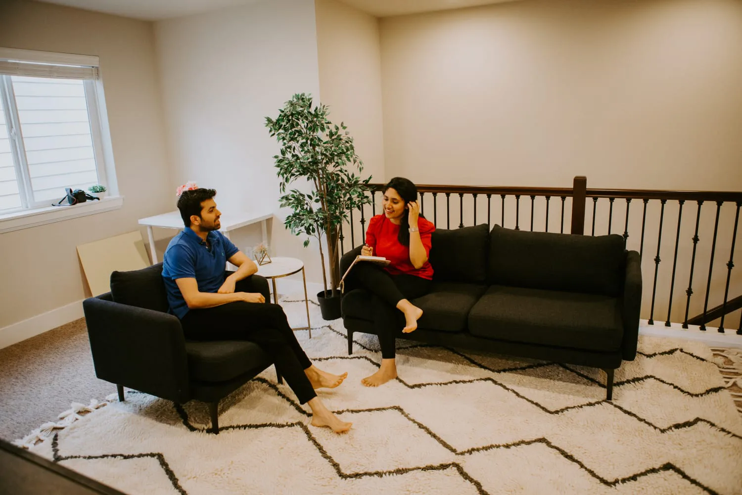 creator sitting on couch