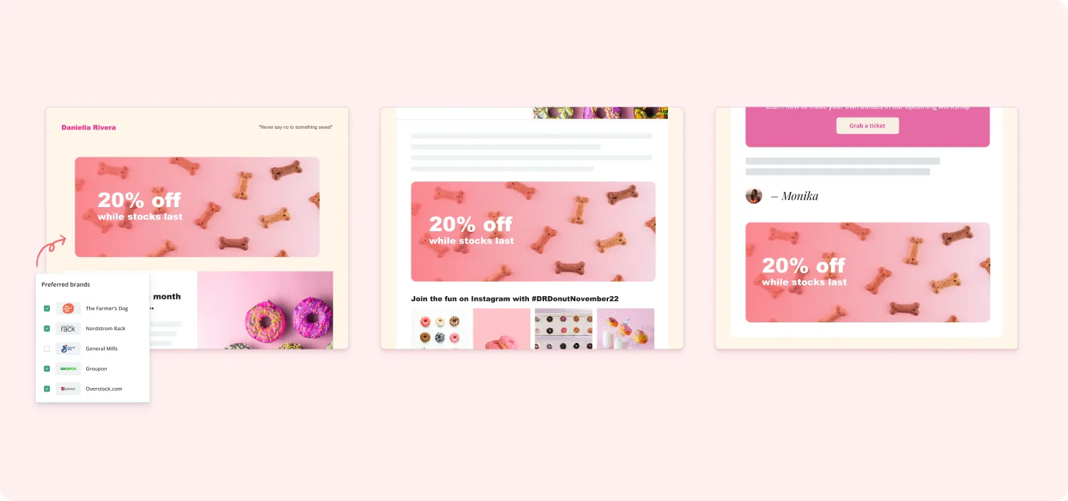 Where you can place display or native newsletter ads: Header, mid, or footer area