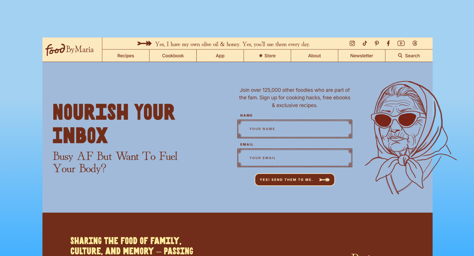 FoodbyMaria email opt in form
