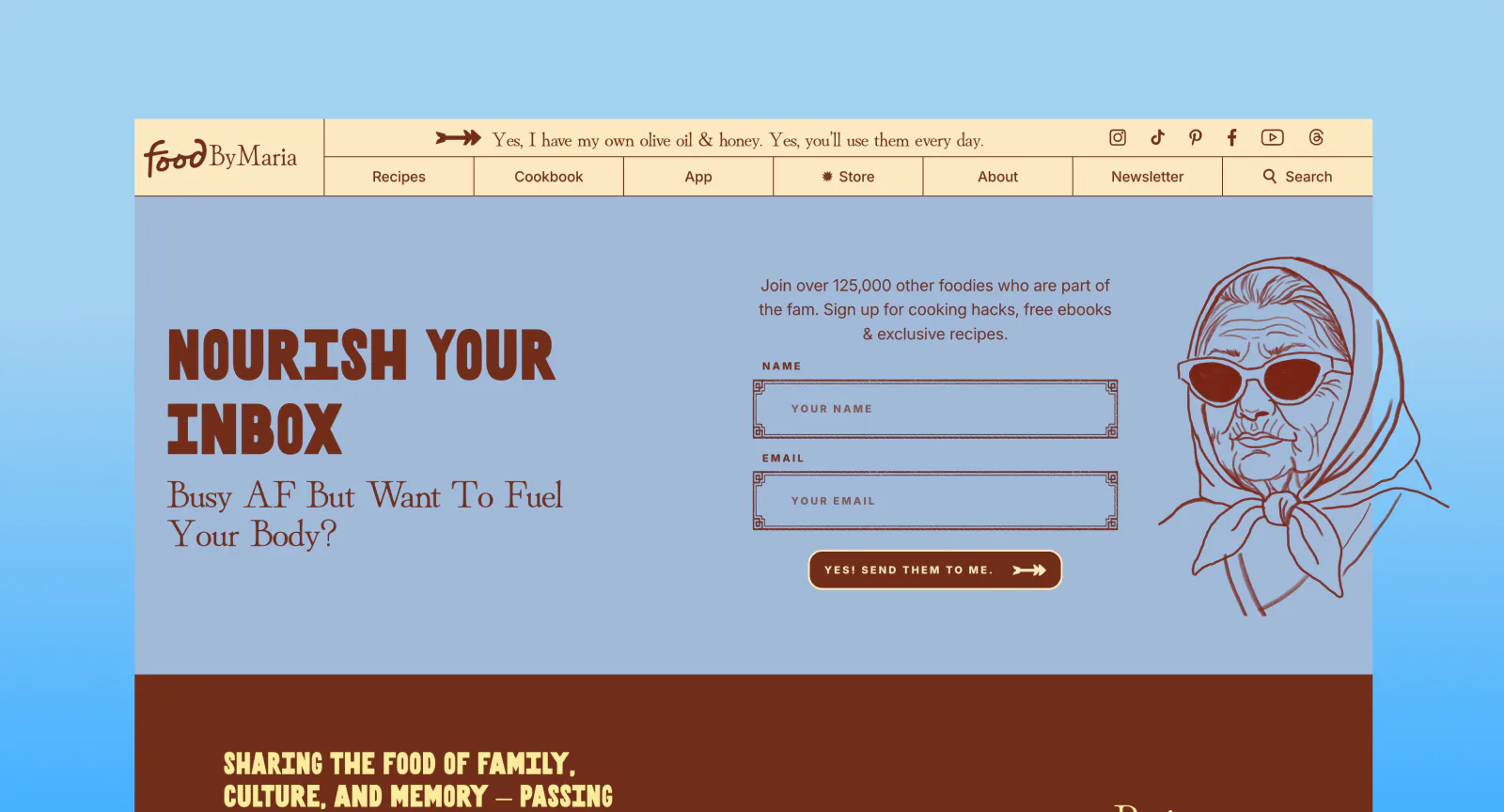 FoodbyMaria email opt in form