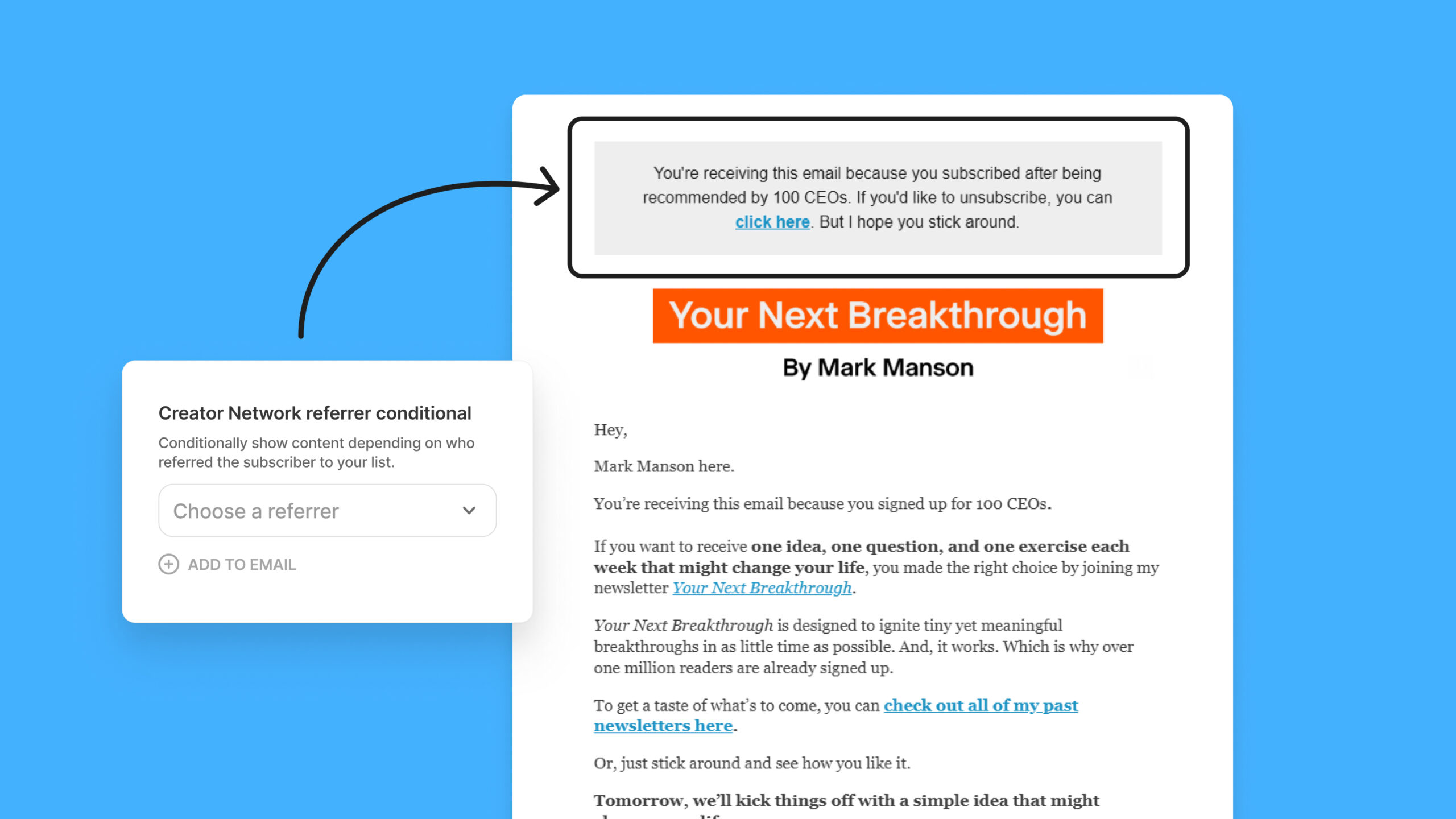 You can now personalize emails when subscribers come from Recommendations. 