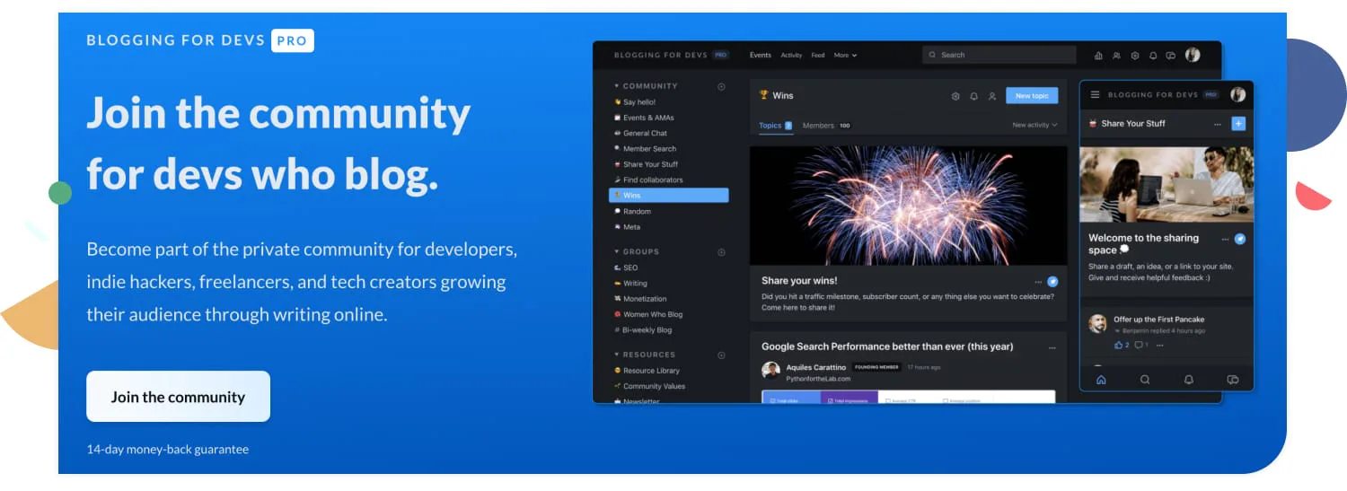 Blogging for Devs landing page