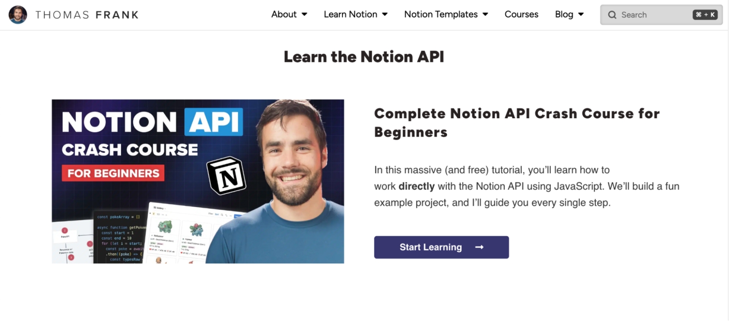Thomas Frank’s Complete Notion API Crash Course for Beginners